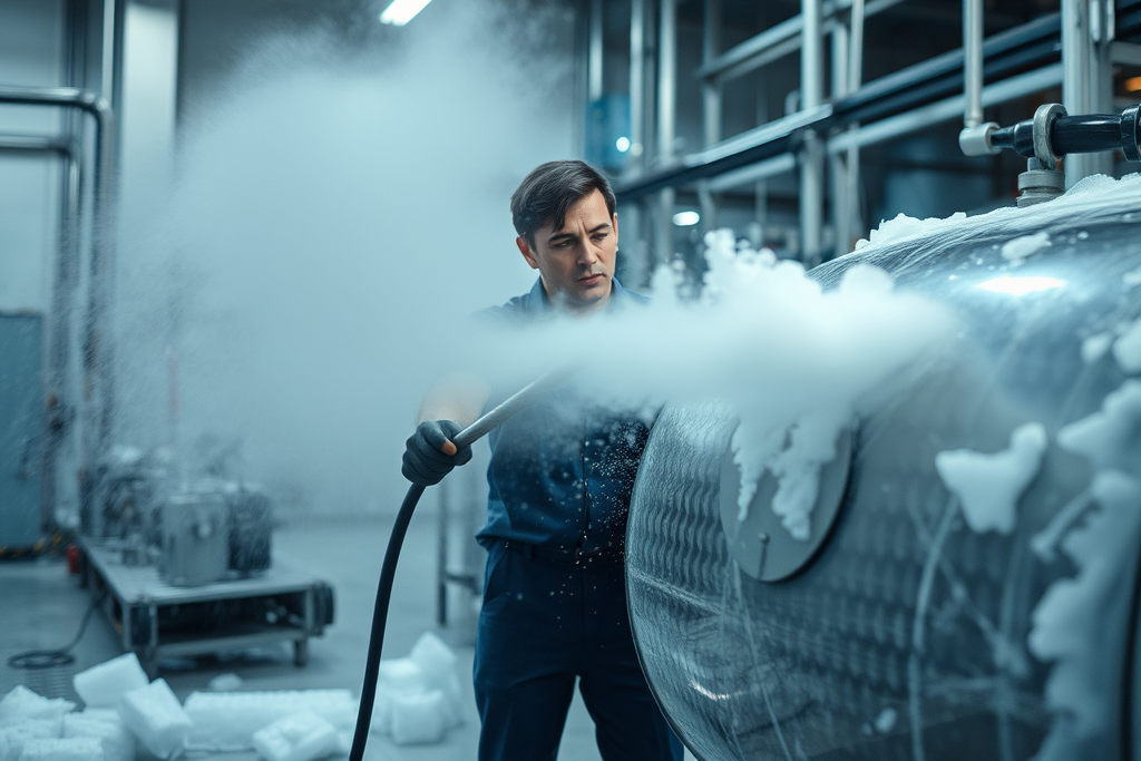 Ilustrasi dry ice cleaning. Sumber: Generate with AI